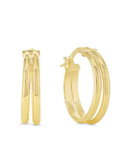 10K Yellow Gold Double Hoop Earrings - GBJ-S1265