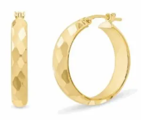 10K Yellow Gold Diamond-Cut Hoop Earrings - GBJ-S1280