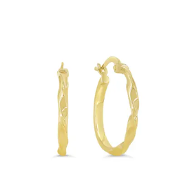 10K Yellow Gold Diamond-Cut Hoop Earrings - GBJ-S1040I
