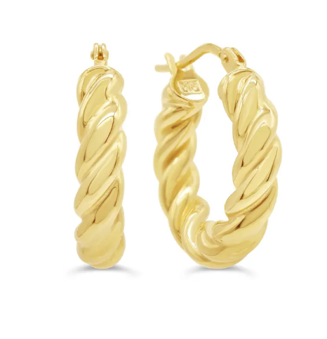 10K Yellow Gold Twisted Hoops - GBJ-S1038G