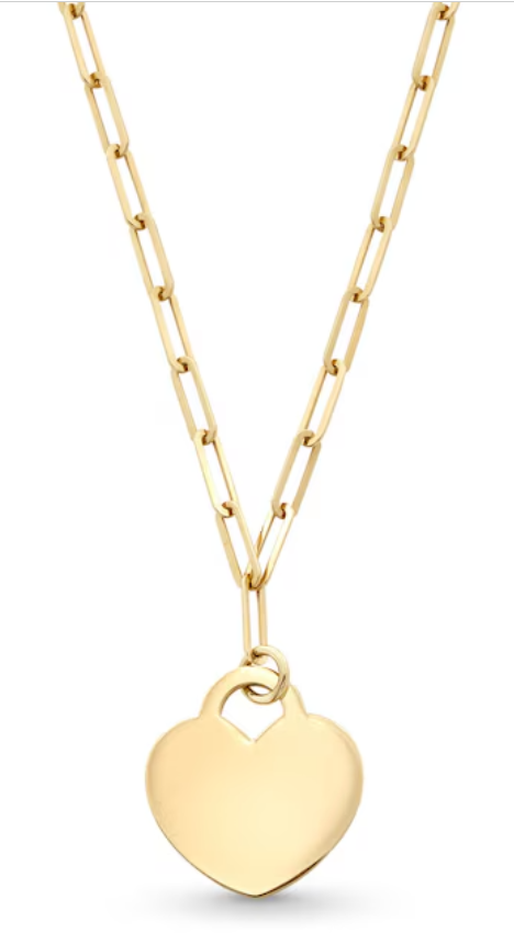 Miss mimi Paperclip Heart Disc Charm Necklace in Yellow  04-403612-02-18