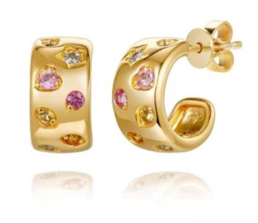 Miss Mimi Multi Shape Rainbow Diamond Earrings in Yellow  13-016420-02MC