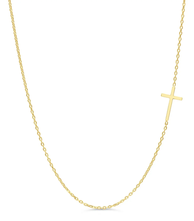 10K Yellow Gold Sideways Cross Necklace - GBJ-S3336Y