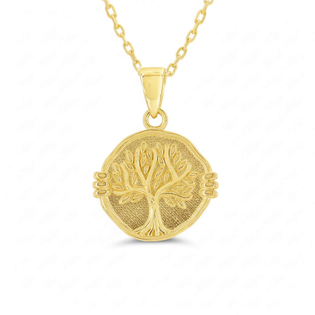 10K Yellow Gold Tree of Life Coin Pendant-GBJ-S3235