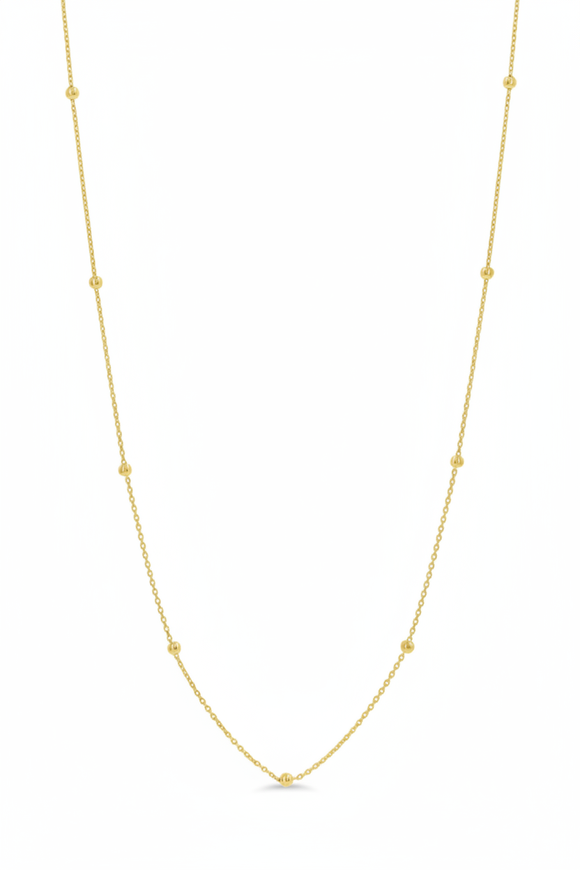 10K Yellow Gold Satellite Chain Necklace-GBJ-S9221