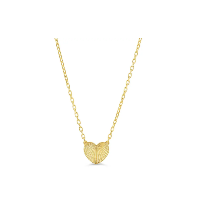 10K Yellow Gold Reversible Flat Heart Necklace-GBJ-S3031C