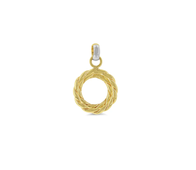 10K Yellow Gold Two-Tone Circle Pendant-GBJ-S9-2511P-02