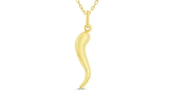 10K Yellow Gold Italian Lucky Horn Pendant-GBJ-S3225M