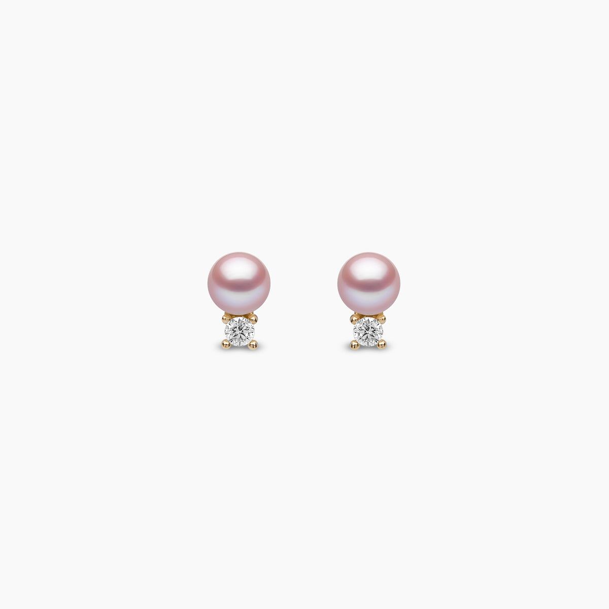 Trend 18K Gold Freshwater Pearl And Diamond Petite Stud Earrings White Freshwater