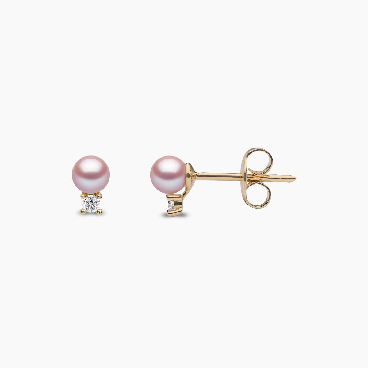 Trend 18K Gold Freshwater Pearl And Diamond Petite Stud Earrings White Freshwater