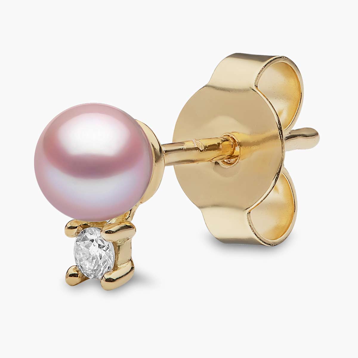 Trend 18K Gold Freshwater Pearl And Diamond Petite Stud Earrings White Freshwater