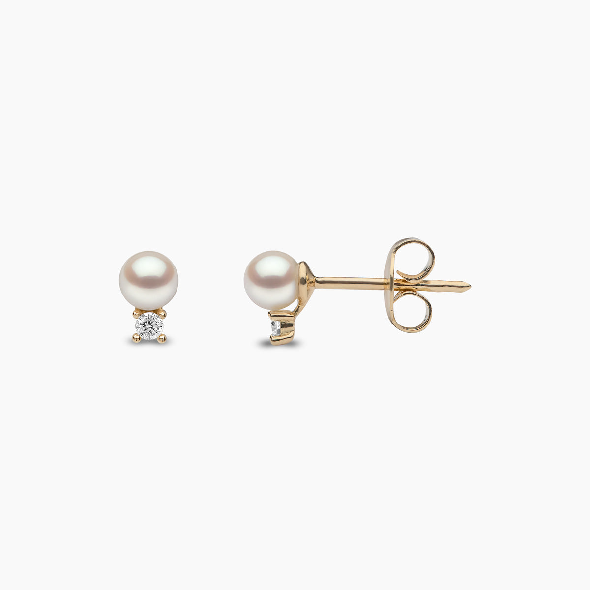 Trend 18K Gold Freshwater Pearl And Diamond Petite Stud Earrings White Freshwater