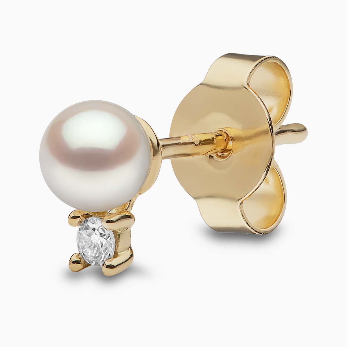 Trend 18K Gold Freshwater Pearl And Diamond Petite Stud Earrings White Freshwater