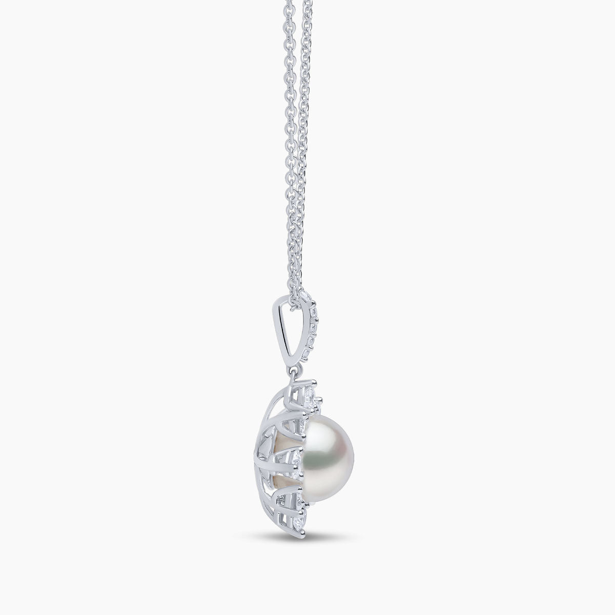 Trend 18K Gold Freshwater Pearl and Diamond Star Pendant White Freshwater