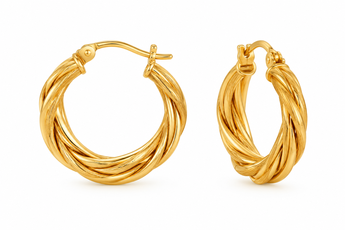 Twisted Gold Hoop Earrings GBJ -22-03