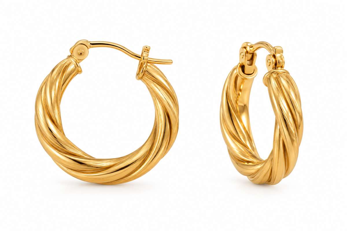 Twisted Gold Hoop Earrings GBJ -22-02