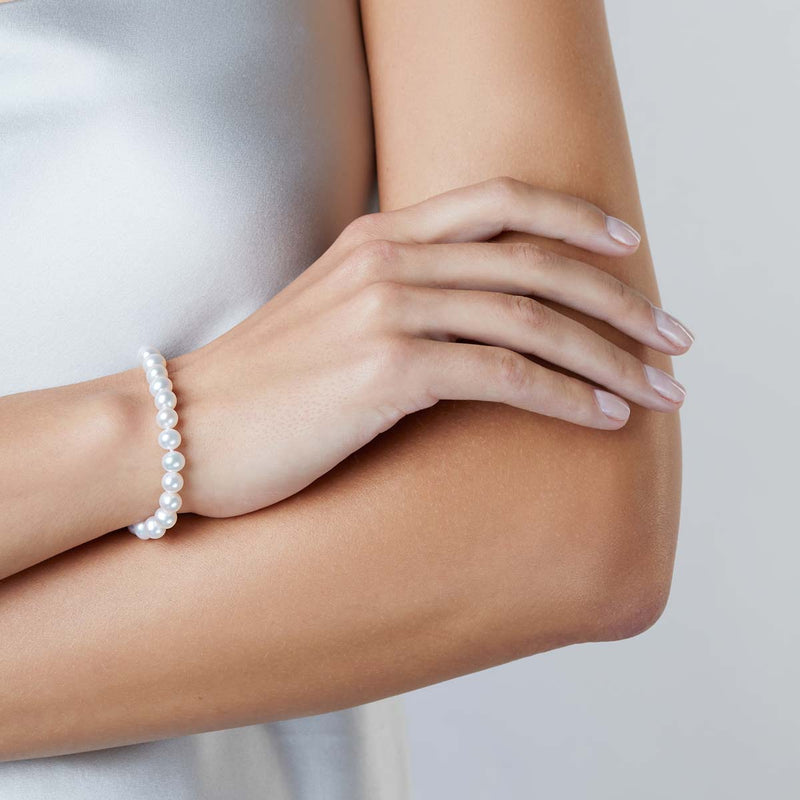 Classic 18K Gold Freshwater Pearl Bracelet White Freshwater 6mm