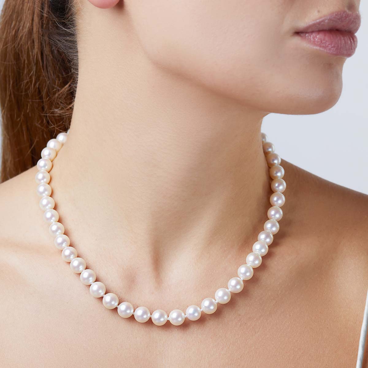 Classic 18K Gold Freshwater Pearl Necklace White Freshwater 8mm