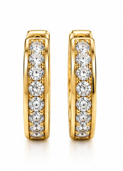 10K Yellow Gold Diamond Hoop Earrings GBJ-21-02