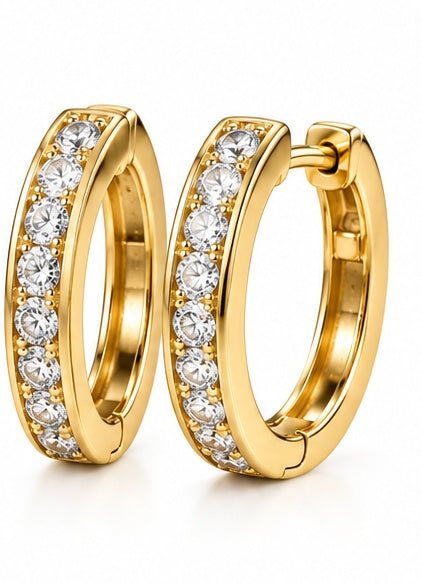 10K Yellow Gold Diamond Hoop Earrings GBJ-21-03