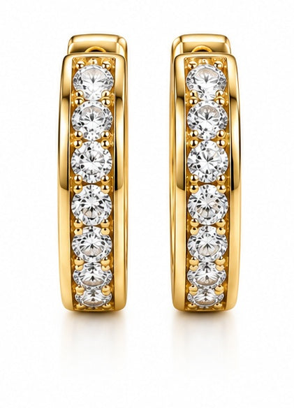 14K Yellow Gold Diamond Hoop Earrings GBJ-21-04