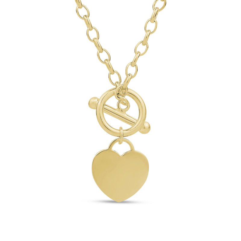 Miss Mimi Thin Paperclip Heart Toggle Necklace in Yellow