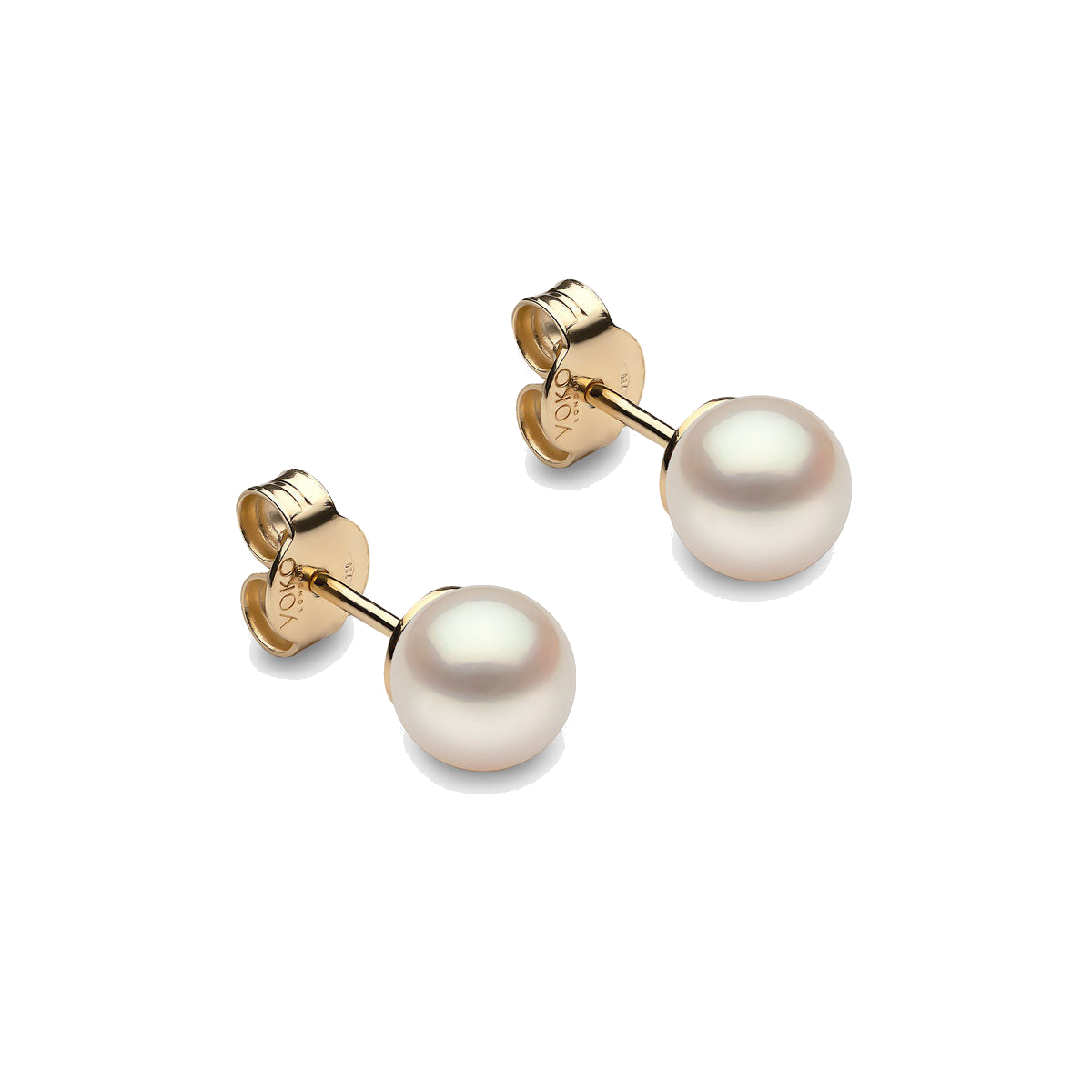 Classic 18K Gold AA Akoya Pearl Stud Earrings White Japanese Akoya 6mm