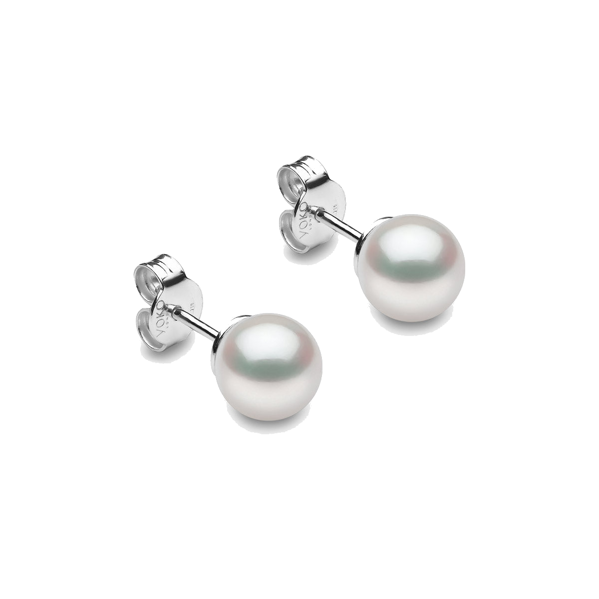 Classic 18K Gold AA Akoya Pearl Stud Earrings White Japanese Akoya 7mm