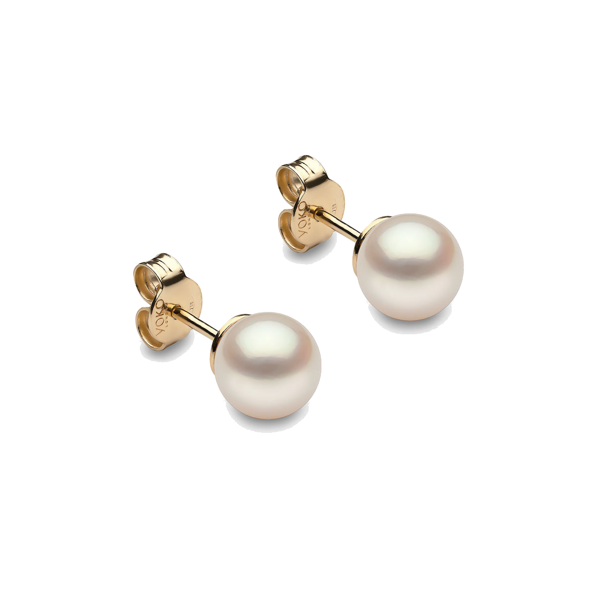 Classic 18K Gold Freshwater Pearl Stud Earrings White Freshwater 7mm
