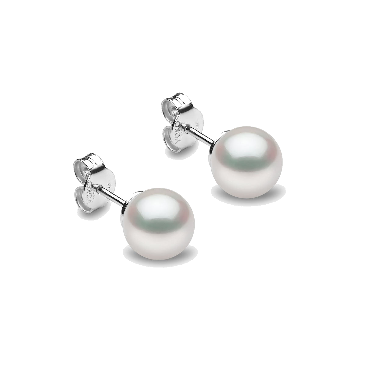 Classic 18K Gold Freshwater Pearl Stud Earrings White Freshwater 8mm