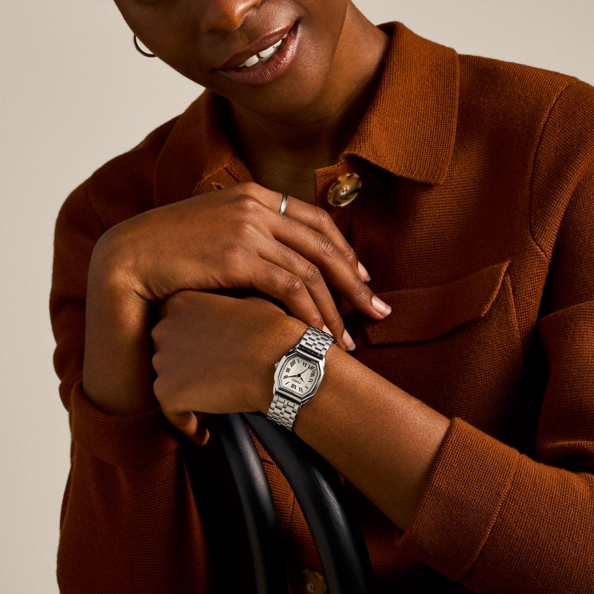 HARLOW THREE-HAND STAINLESS STEEL WATCH