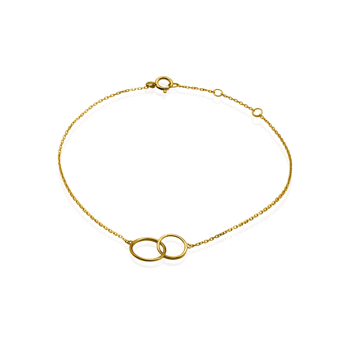 10K Yellow Gold Plain Interlocked Circle Bracelet (GB-10-1093) - GBJ-10-1093-YG-GB