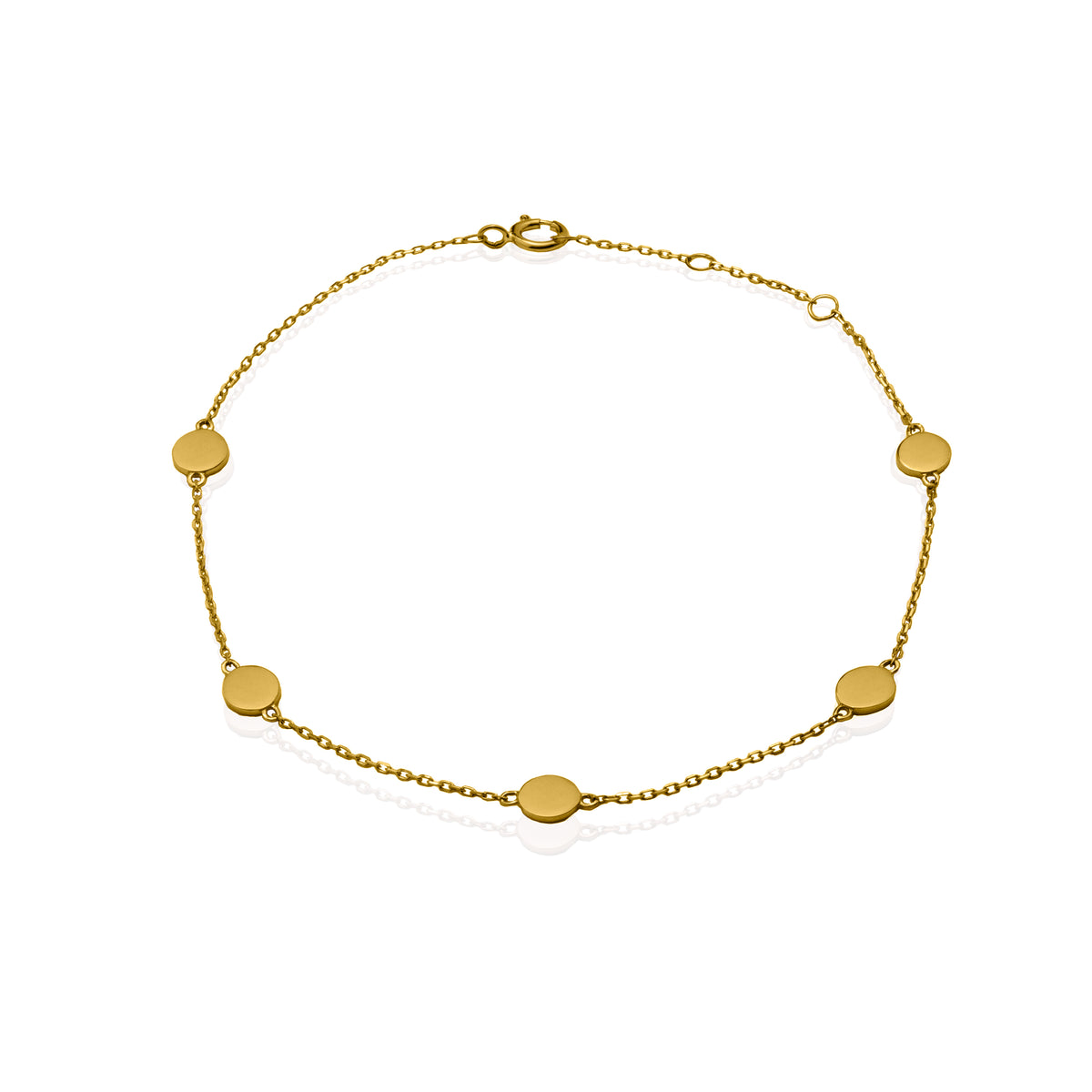 10K Yellow Gold Plain Polka Dot Bracelet-GBJ-10-1095-YG-GB