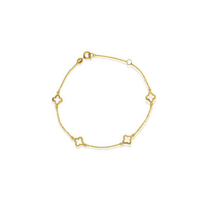 10K Yellow Gold Cutout Clovers Bracelet  GBJ- 10-1142-GB