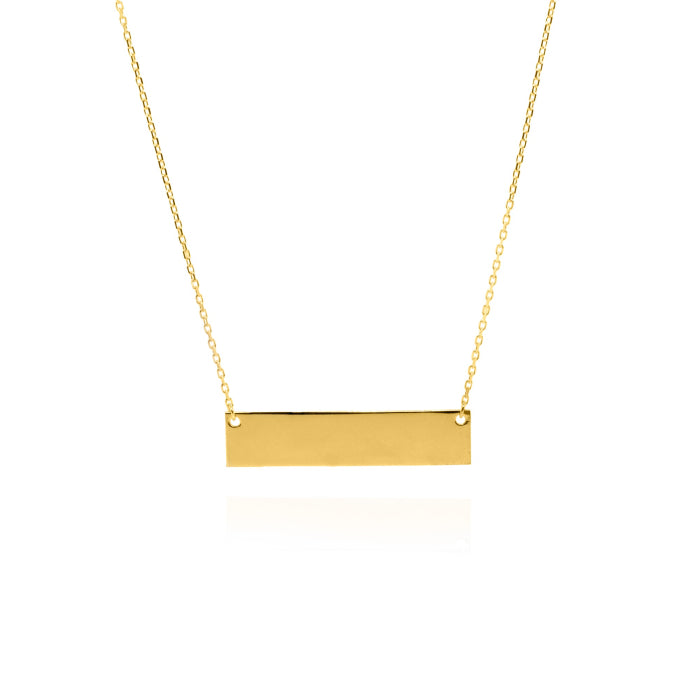 10K Yellow Gold Plain Bar Necklace-GBJ-1153-YG