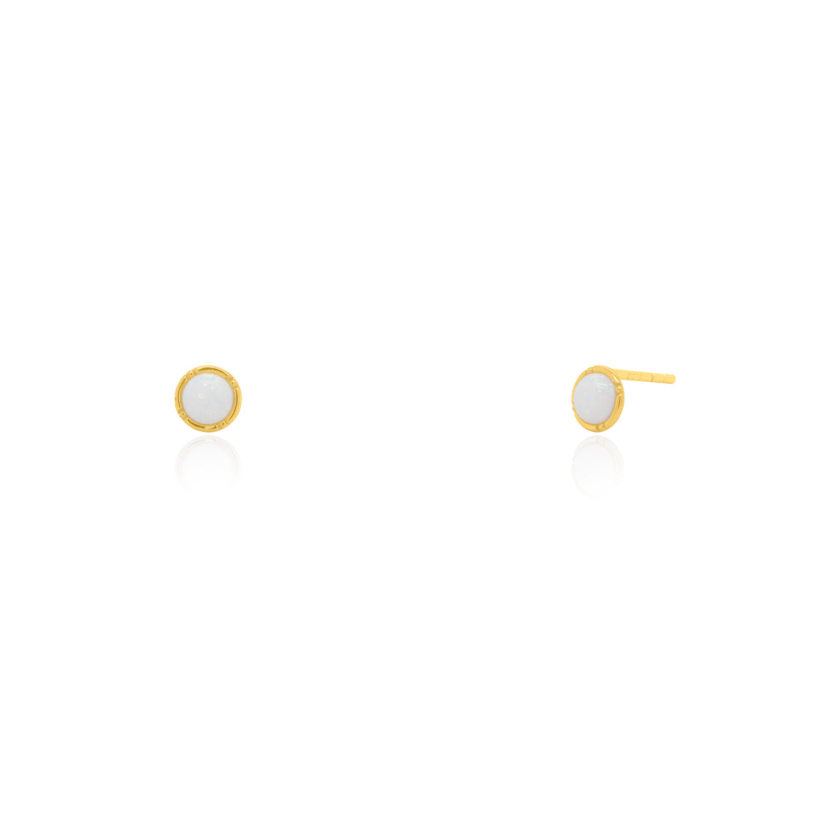 10K Yellow Gold Opal Bezel Set Stud Earrings (GBJ-10-1121-GE)