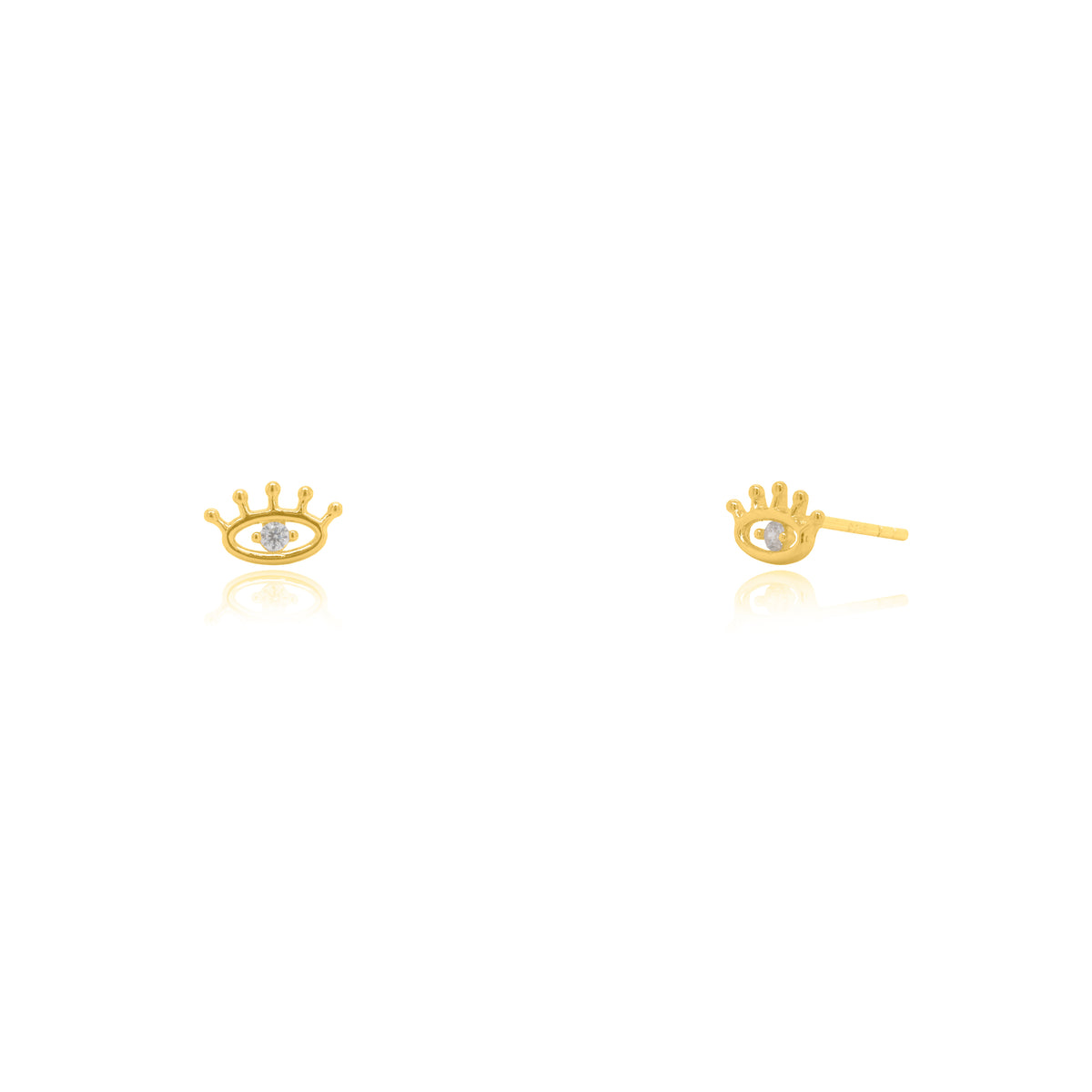 10K Yellow Gold CZ Evil Eye Stud Earrings GBJ-10-1122-GE