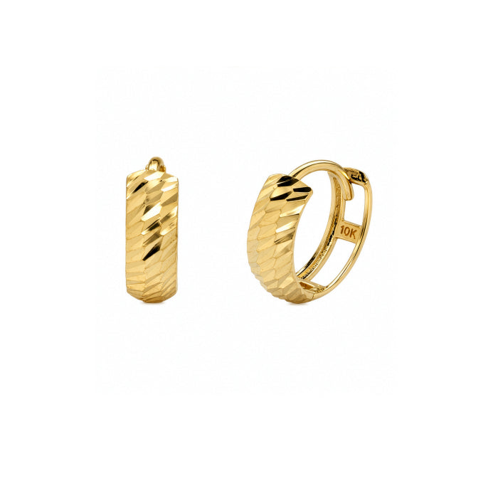 10K Yellow Gold DC Cut Dainty Huggie Earrings-GBJ-10-1049-YG