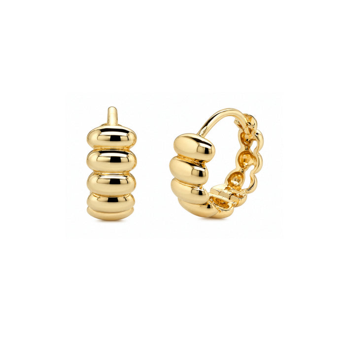10K Yellow Gold Bubble Dainty Huggie Earrings-GBJ-10-1052-YG
