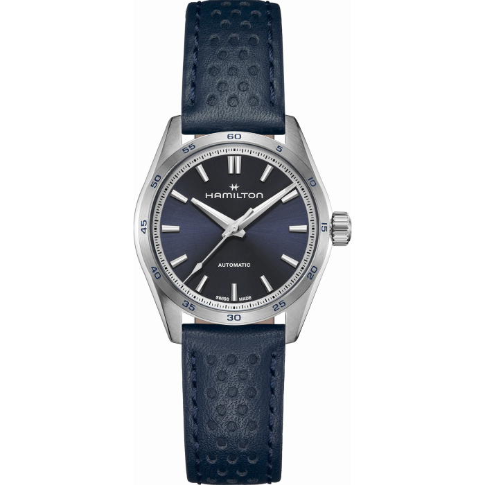 HAMILTON JAZZMASTER PERFORMER AUTO 34mm - Blue Dial w Leather Strap H36115640