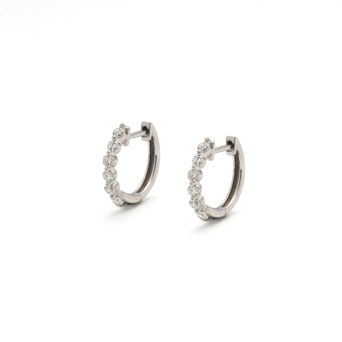 Sterling Silver Rhodium Plated Lab Diamond TCW 0.3ct Huggie Earrings
