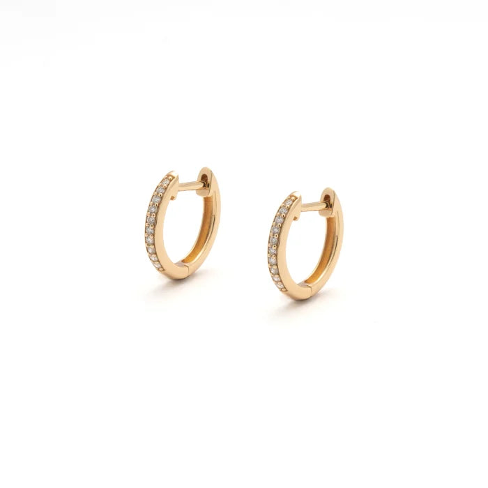 Sterling Silver Gold Vermeil Lab Diamond TCW 0.1ct Huggie Earrings