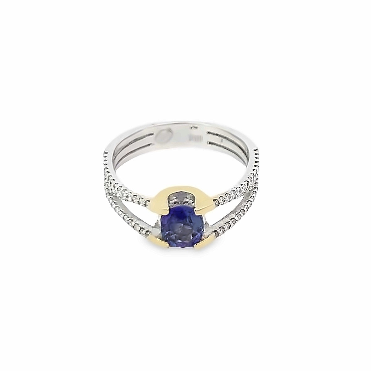 ENGAGEMENT RING 18KW DIAMOND AND BLUE SAPPHIRE GOLD GBJ-RG00042