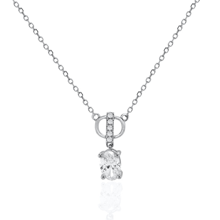 Sterling Silver Rhodium Plated Lab Diamond 0.4ct Necklace