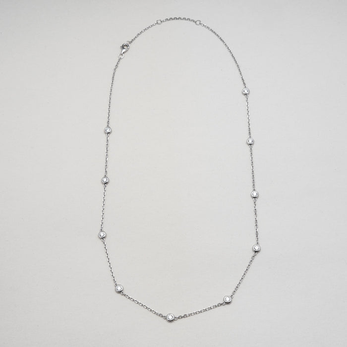 Sterling Silver Rhodium Plated Lab Diamond TCW 1.0ct By the Yard Necklace (GBJ-LGD-1007-RH-N)
