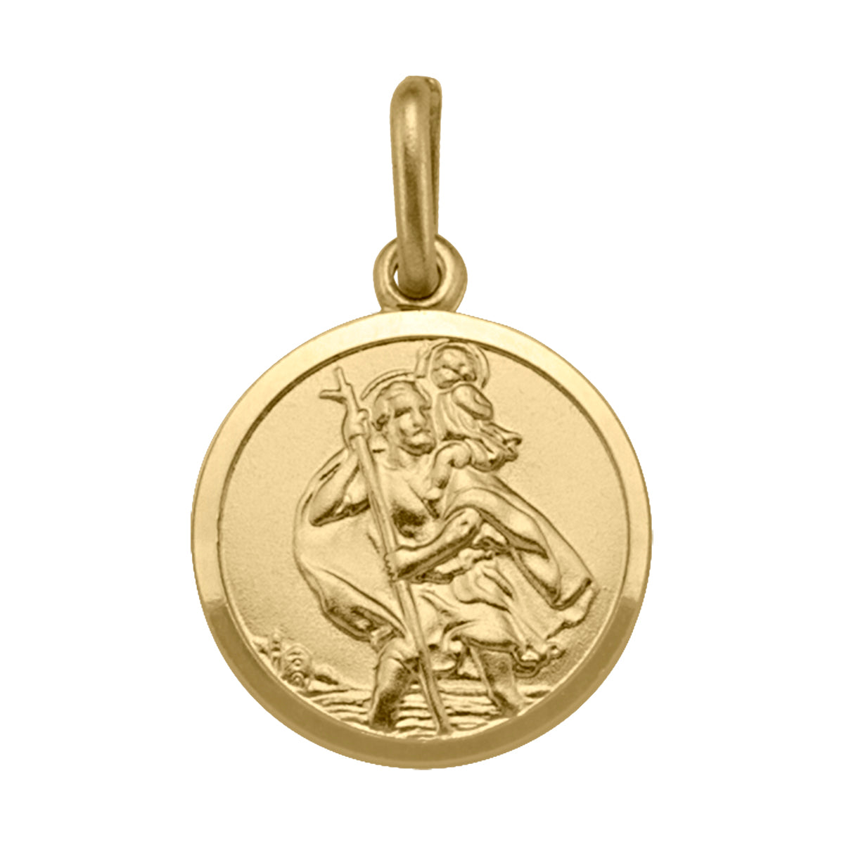 YELLOW GOLD SOLID ST. CHRISTOPHER MEDAL GBJ-N1529