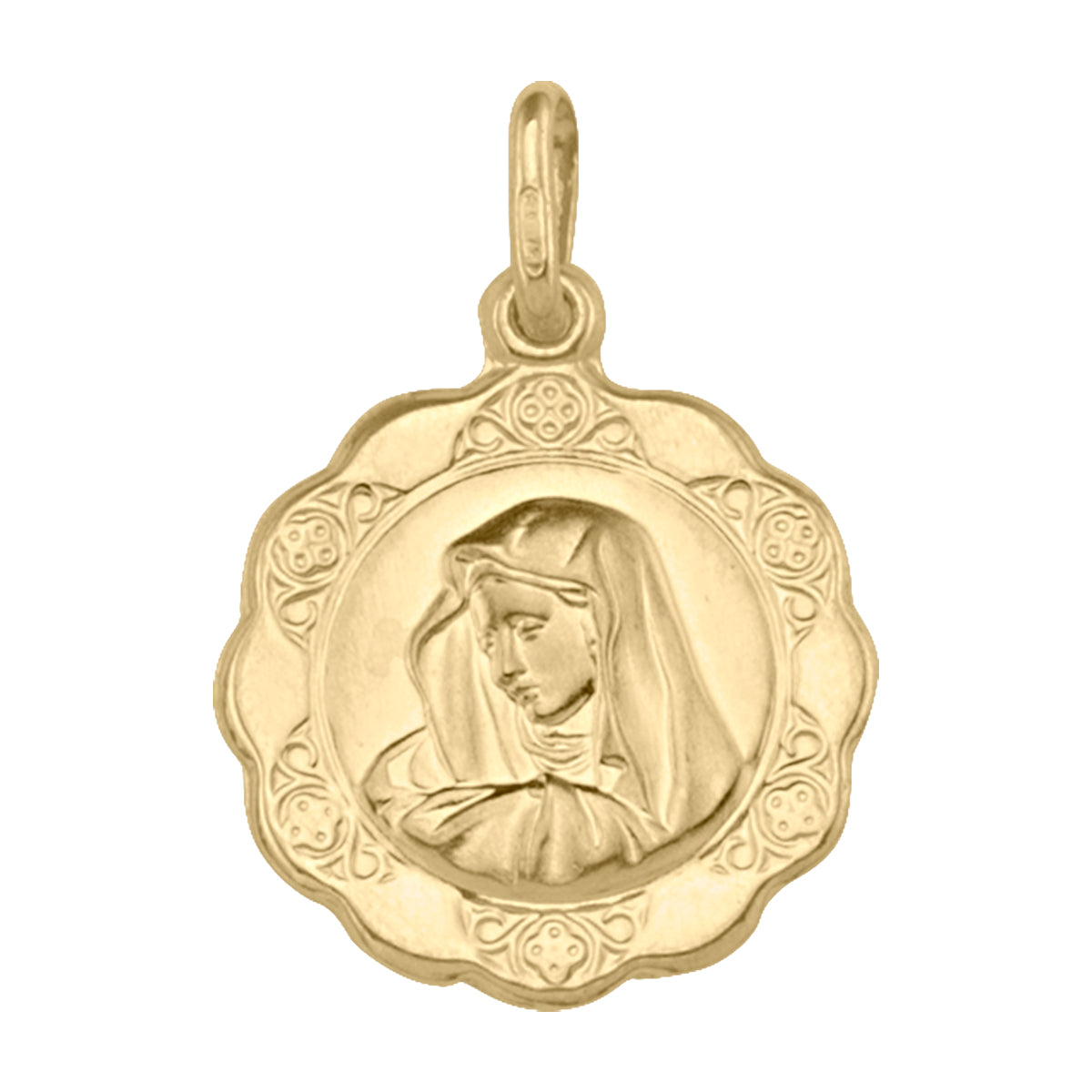 YELLOW GOLD HOLLOW MADONNA MEDAL GBJ-N1709