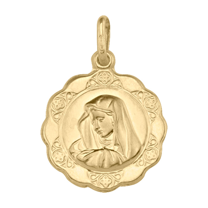 YELLOW GOLD HOLLOW MADONNA MEDAL GBJ-N1709