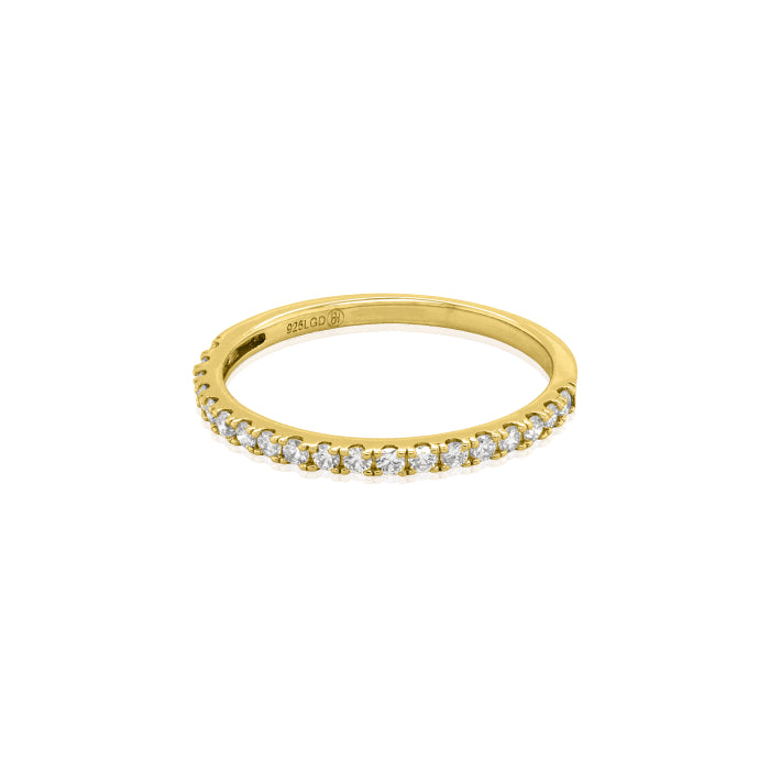 Sterling Silver Gold Vermeil Lab Diamond TCW 0.29ct Half Eternity Band Ring