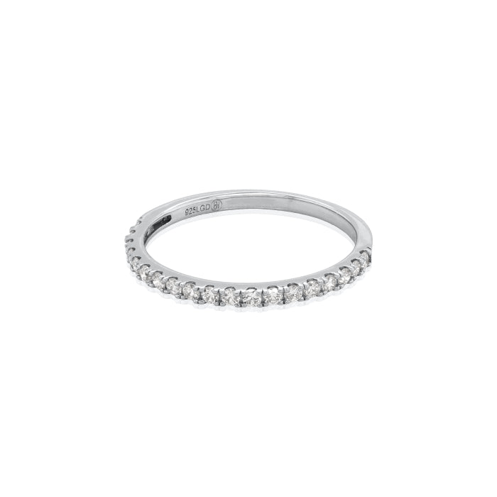 Sterling Silver Rhodium Plated Lab Diamond TCW 0.29ct Half Eternity Band Ring